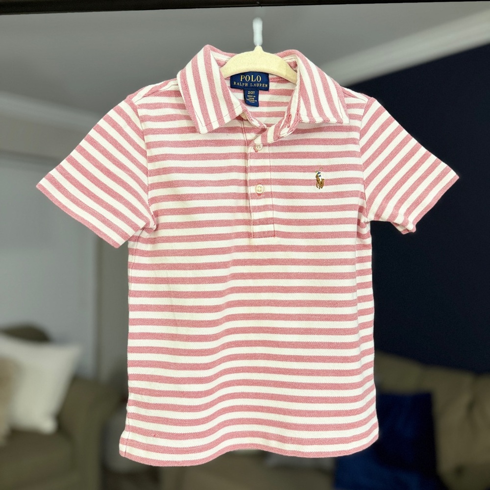 Polo by Ralph Lauren Kids Pink and White Striped Polo